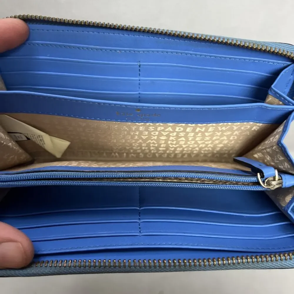 Kate Spade Blue Leather Zip Around Wallet
